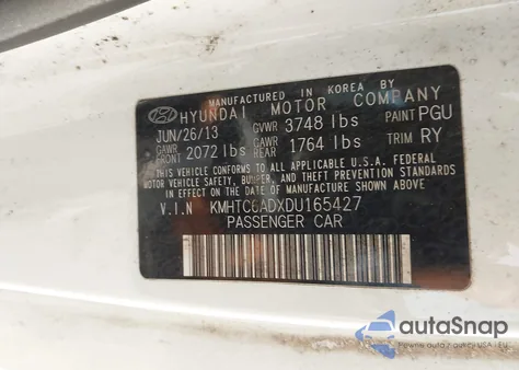 2013 Hyundai Veloster Base W/Gray z USA, uszkodzony, nr VIN KMHTC6ADXDU165427